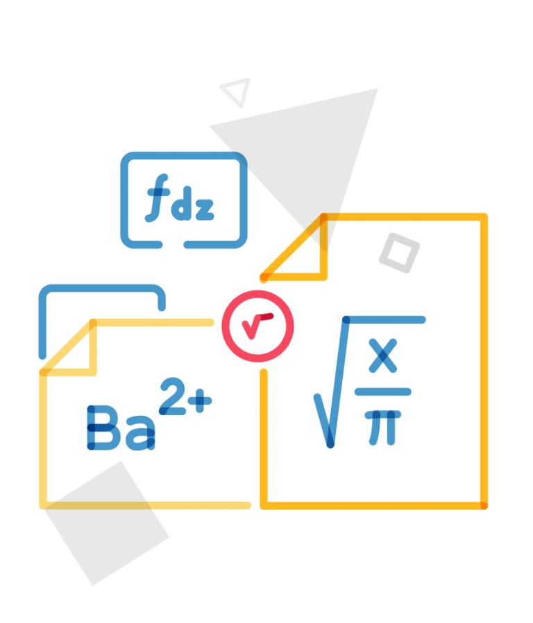 various documents with equations illustration