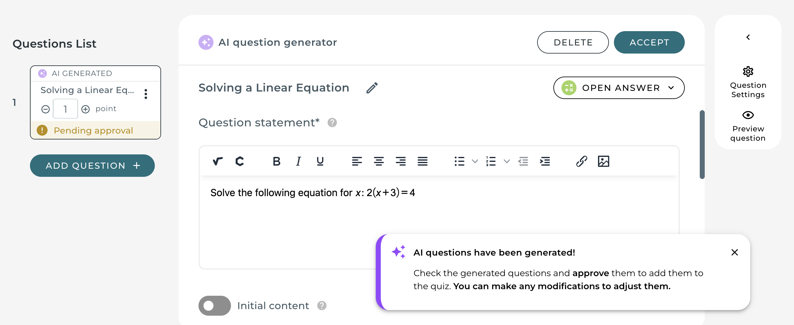 Ai generated question maths