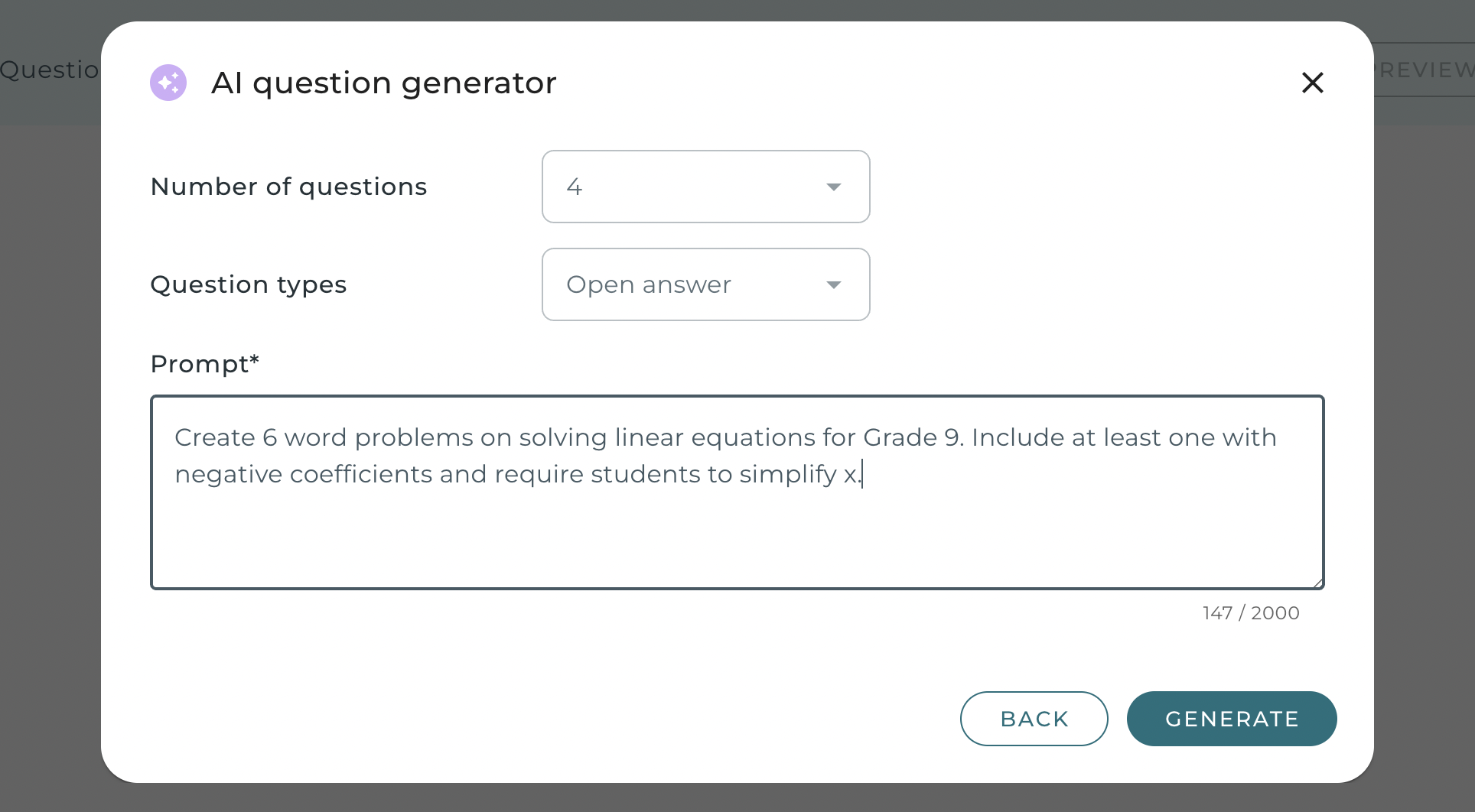 Create 6 word problems on solving AI maths