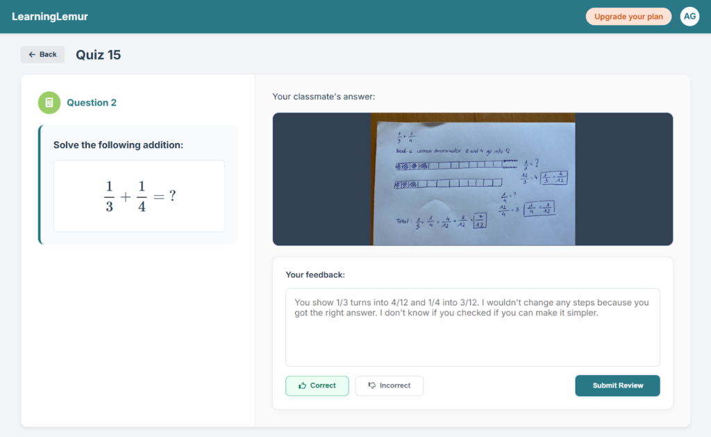 Another open-ended math question with LearningLemur