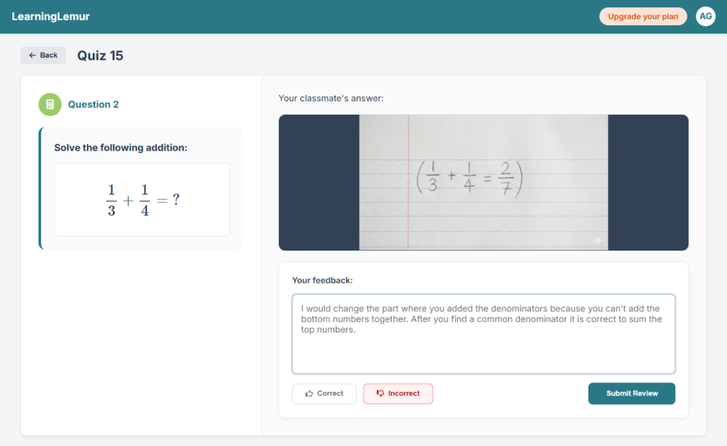 Pregunta abierta en LearningLemur