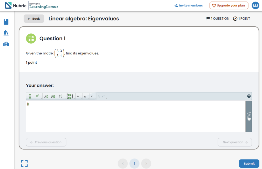 eigenvalues exercise