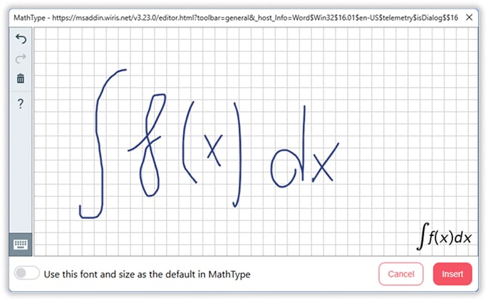 Función de MathType de lector de escritura a mano. 