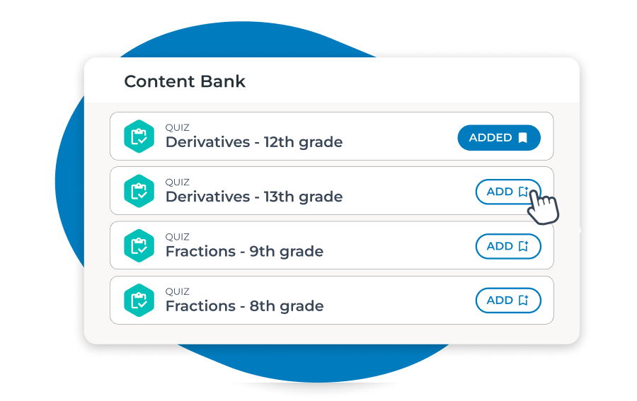 content bank math assessment