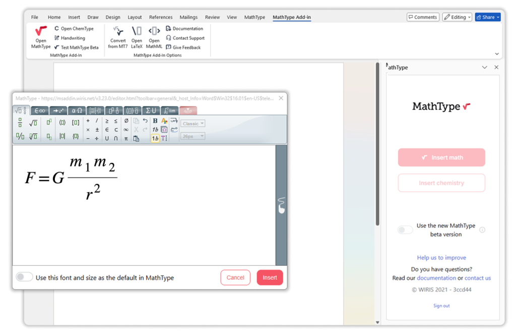 mathtype screenshot
