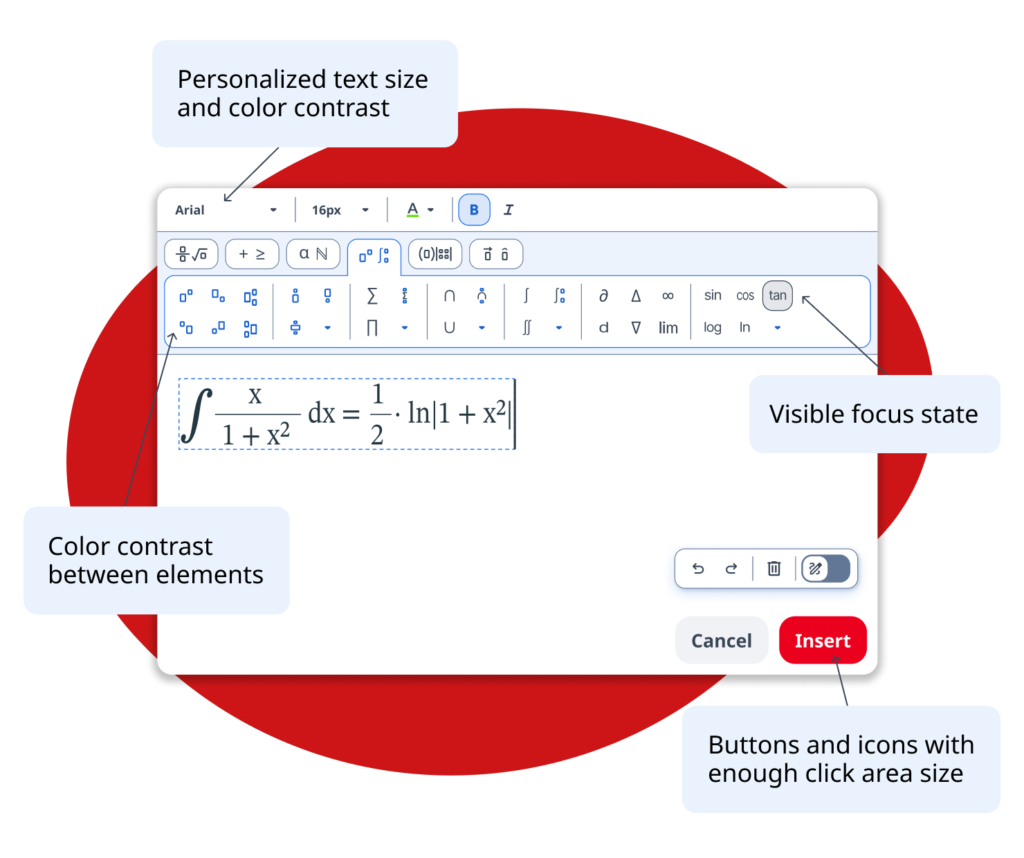 MathType editor accessibility