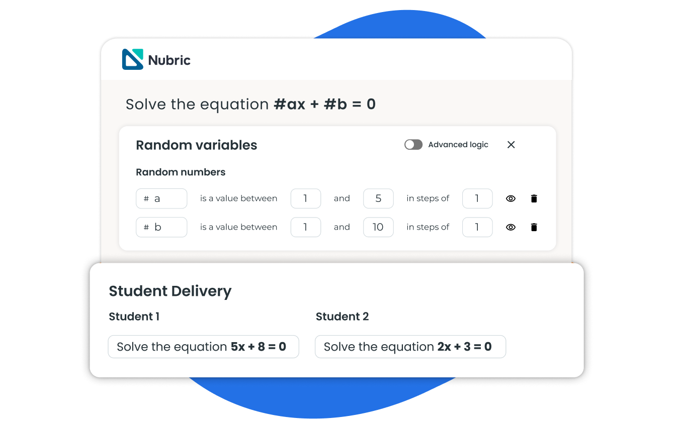 Nubric screen with a random variable example