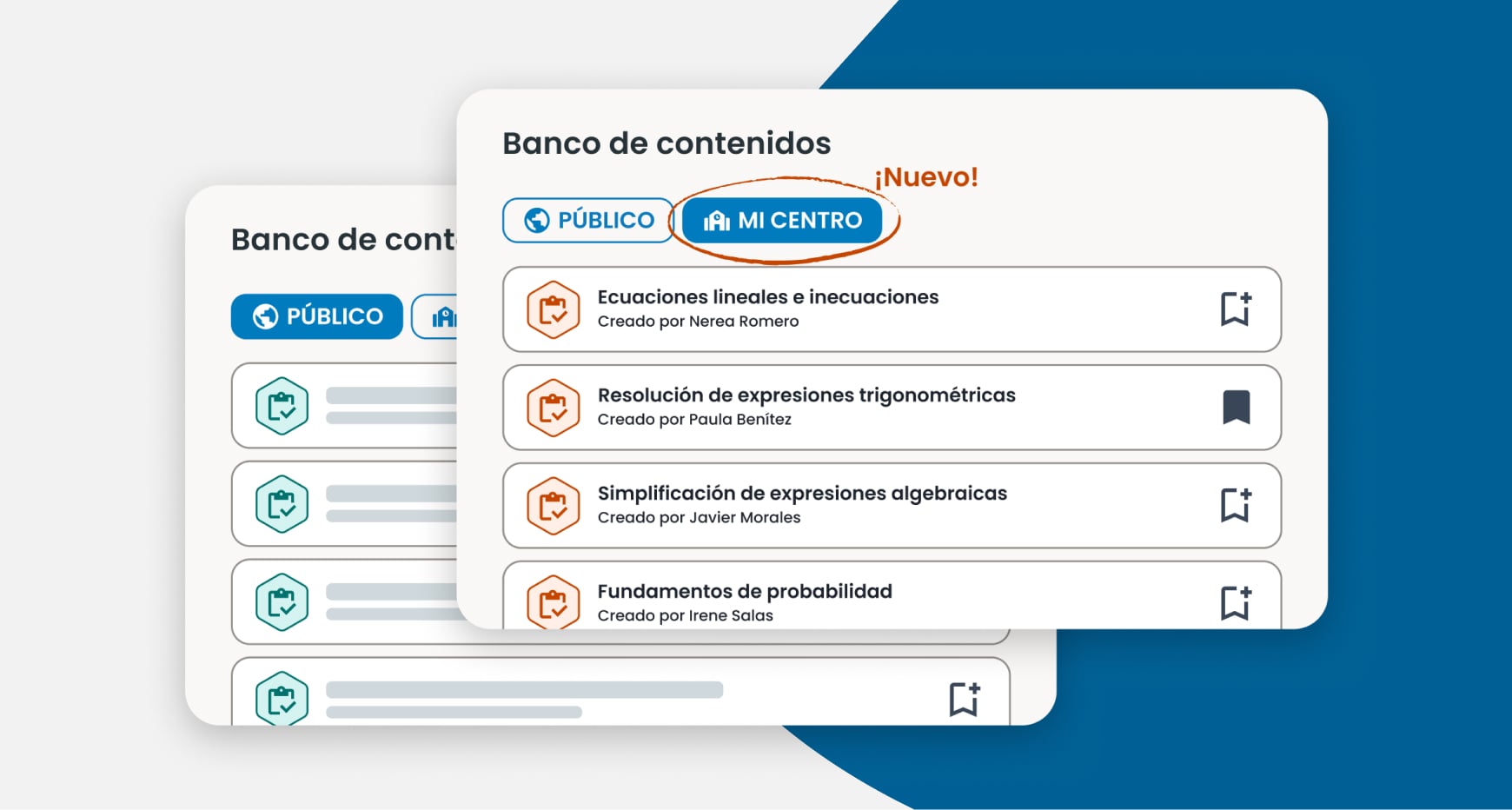 Banco de contenidos de centro