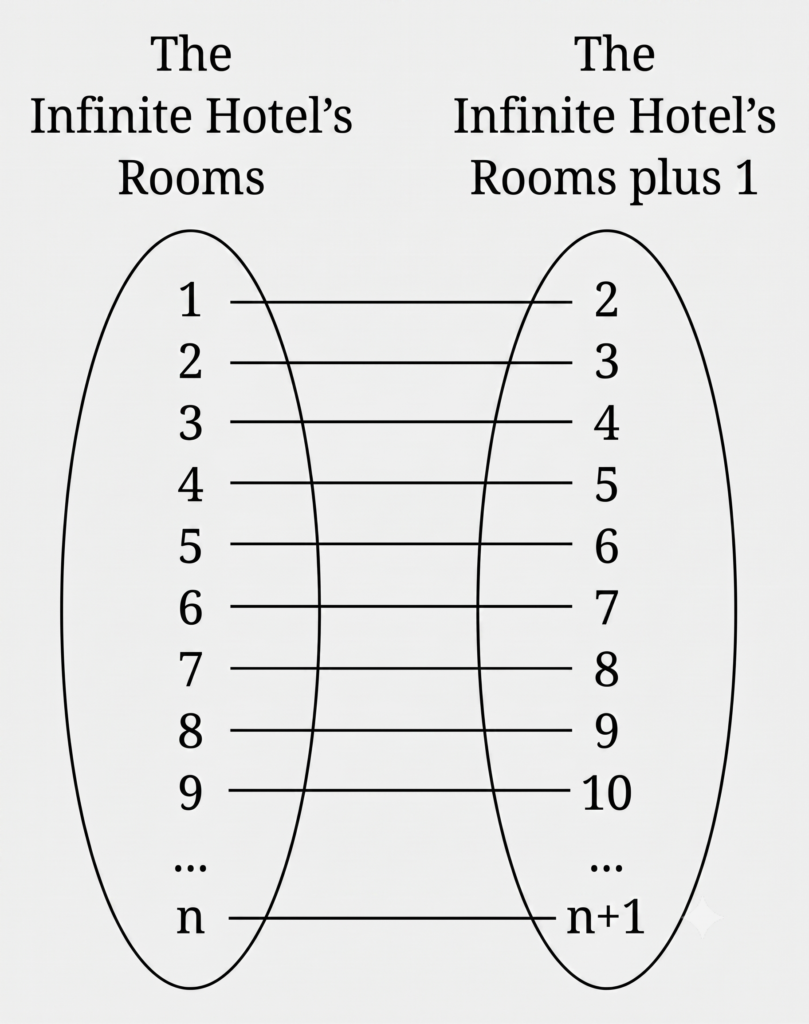 Assigning room n to n+1 in Hilbert's paradox